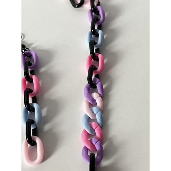 Acrylic Statement Necklace 22” & Earrings 3.25” Handmade Jewelry Set~Cute!!! - Picture 7 of 16